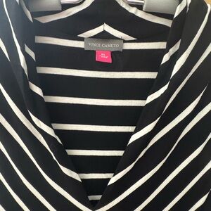 Vince Camuto Black and Cream Striped Maxi Dress